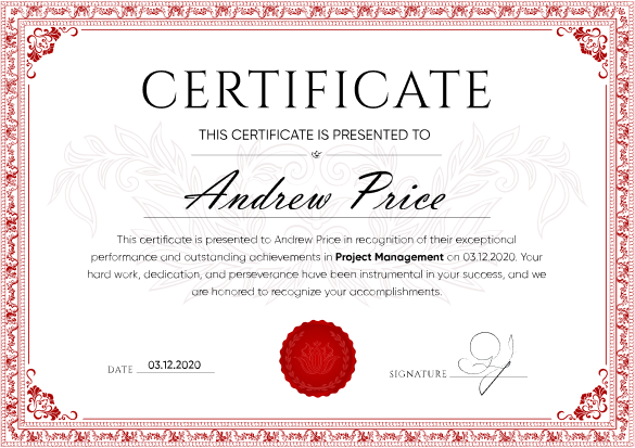 Сертификаты и дипломы Эндрю