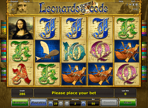 Leonardo's Code slot machine - Greentube