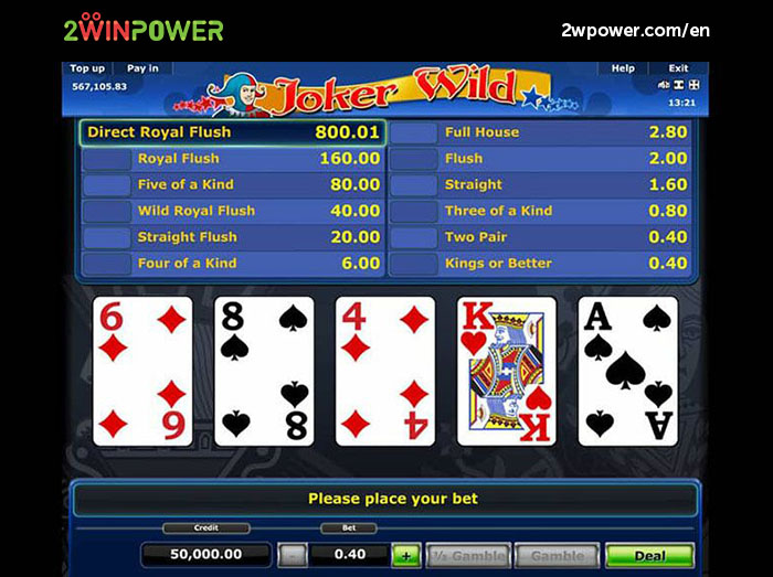 Joker Wild poker game by Greentube